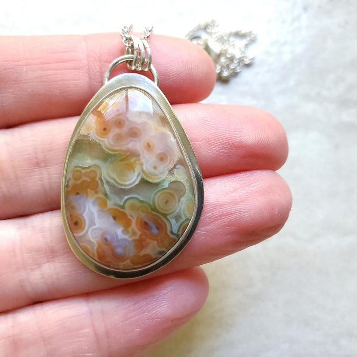 Ocean Jasper Freeform silversmith pendant 