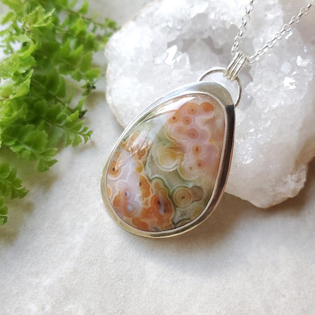 Ocean Jasper Freeform silversmith pendant 