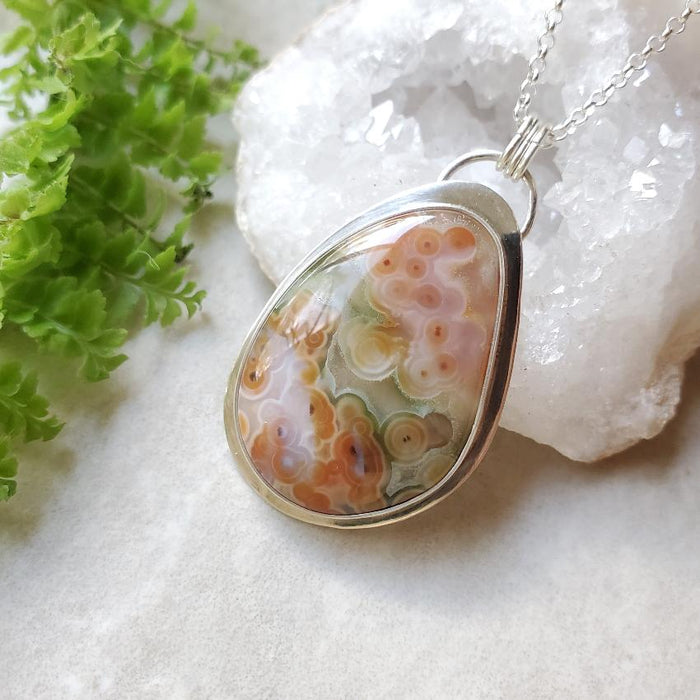 Ocean Jasper Freeform silversmith pendant 