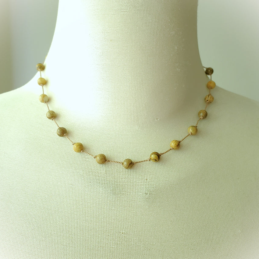 Picture Jasper knotted necklace on bust 