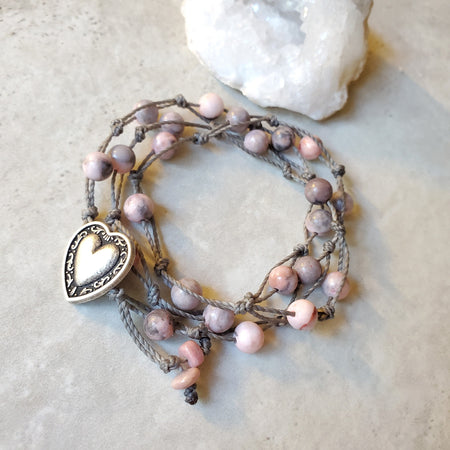 Pink Zebra Jasper 3 wrap bracelet