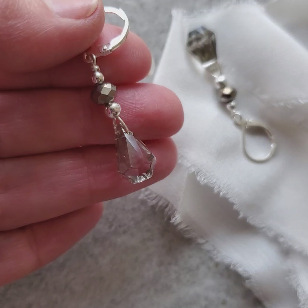 video of Smoky quartz briolette earringsin hand