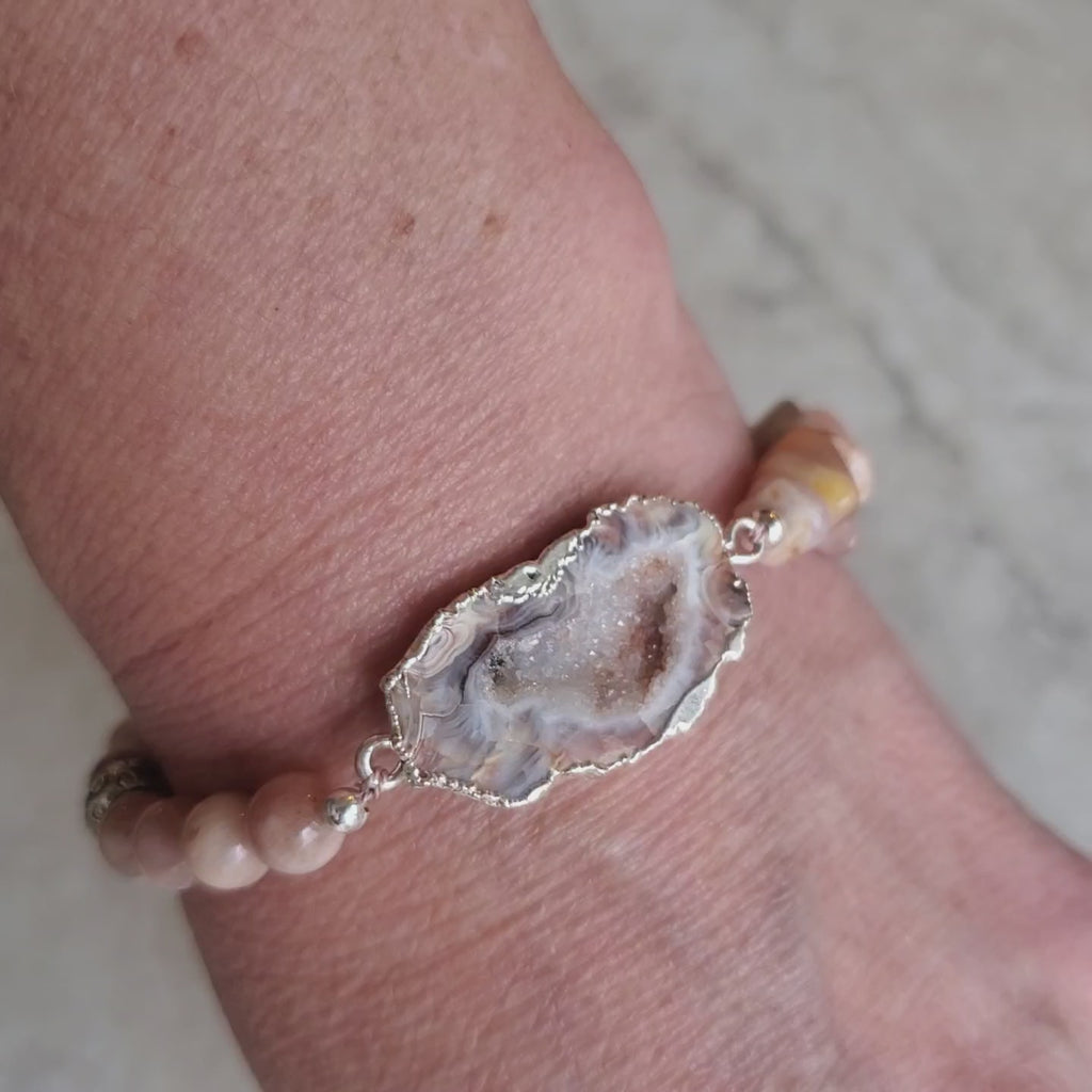Sunstone and smoky quartz gemstone bracelet 