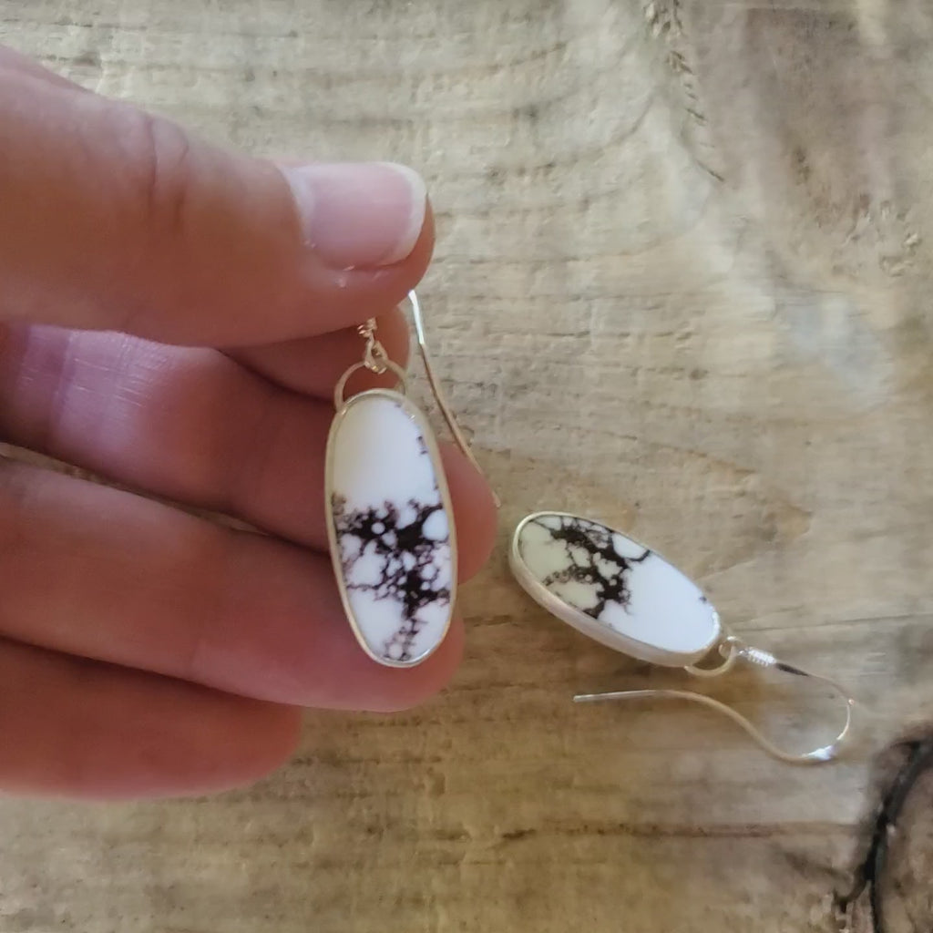 Silversmith earrings with oval Wild Horse Magnesite 