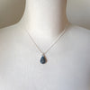Blue labradorite teardrop pendant on bust 