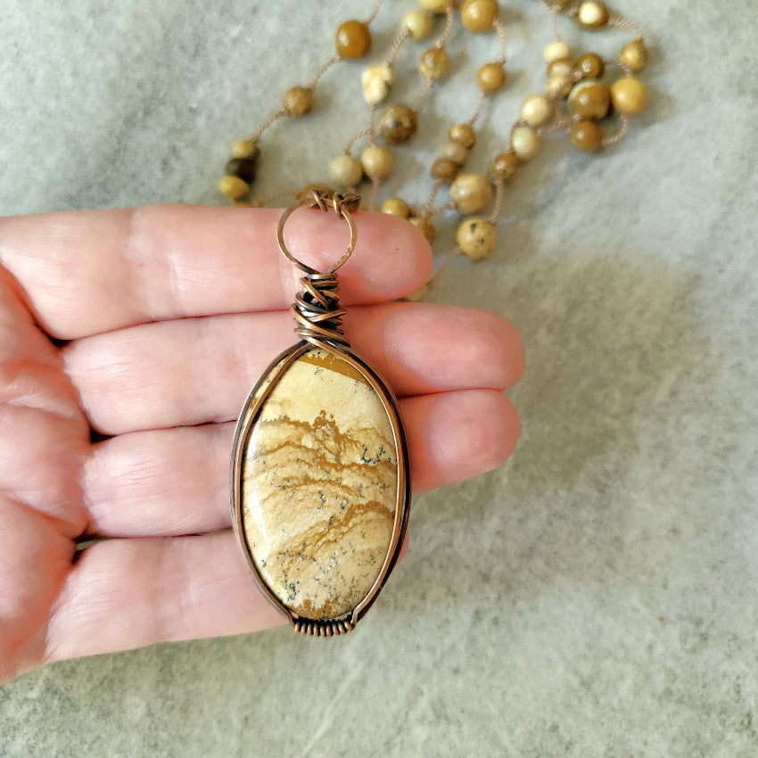 Picture Jasper necklace in hand