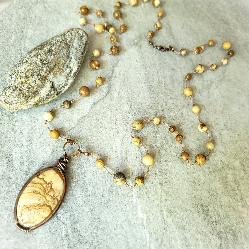 Picture Jasper necklace on tile