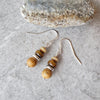 Picture Jasper  & Tiger Eye stack sterling silver earrings on tile