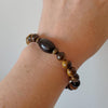 Tiger Eye Golden Obsidian stretch bracelet on model