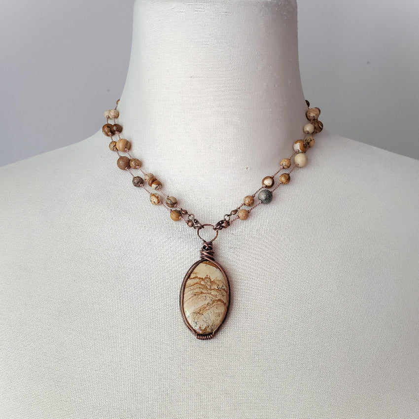 Picture Jasper double strand necklace on bust 