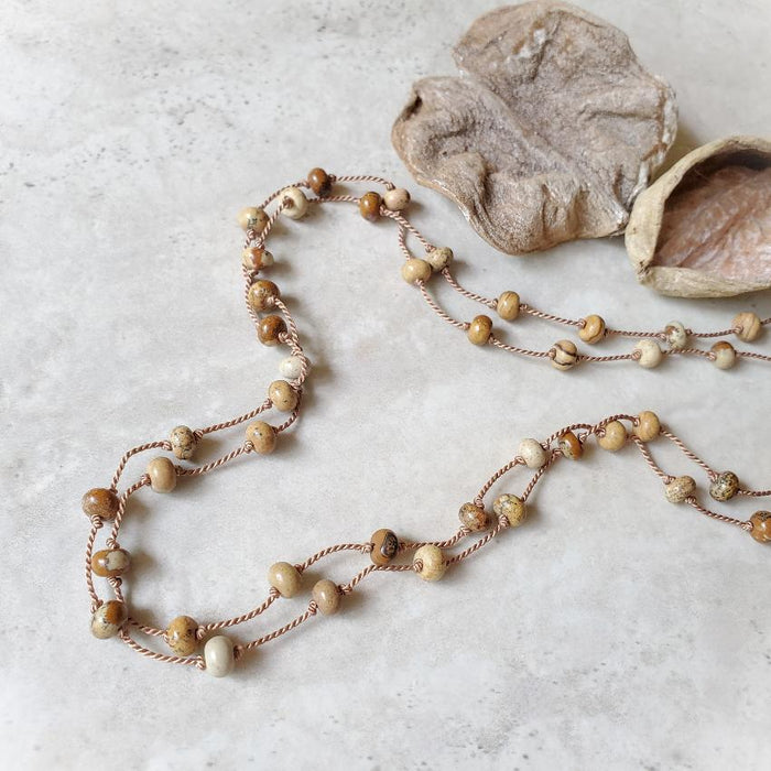 picture jasper rondelle hand knotted necklace