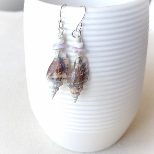 Shell earrings on a white cup