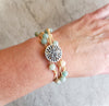 Hand knotted Amazonite 3 wrap bracelet on model