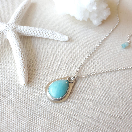 Amazonite teardrop silversmith necklace 