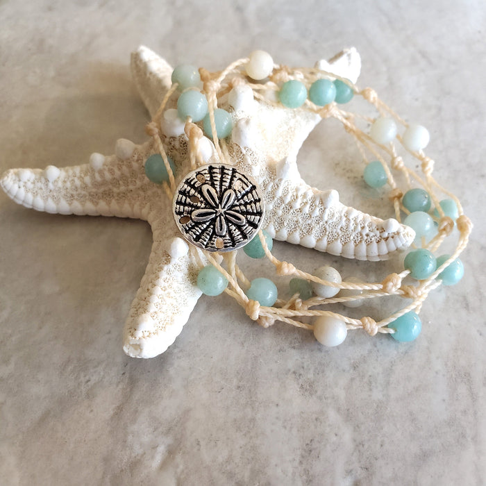 Hand knotted Amazonite 3 wrap bracelet