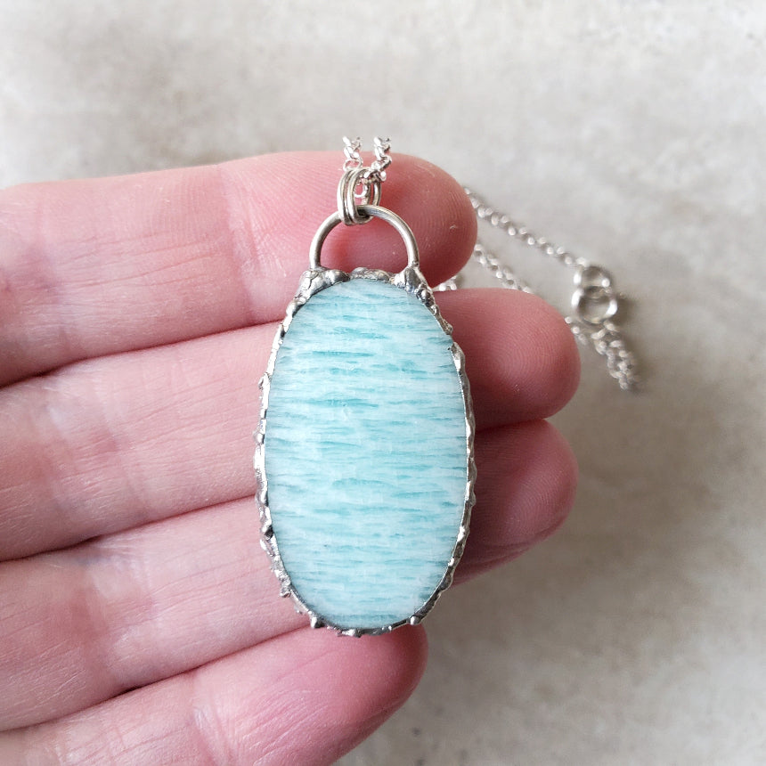 Amazonite oval pendant 