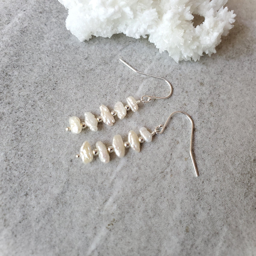 Freshwater Pearl stack earrings on tile