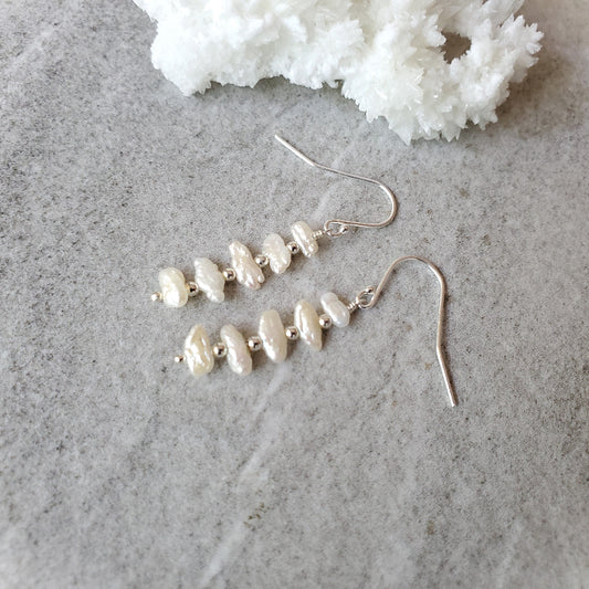 Freshwater Pearl stack earrings on tile
