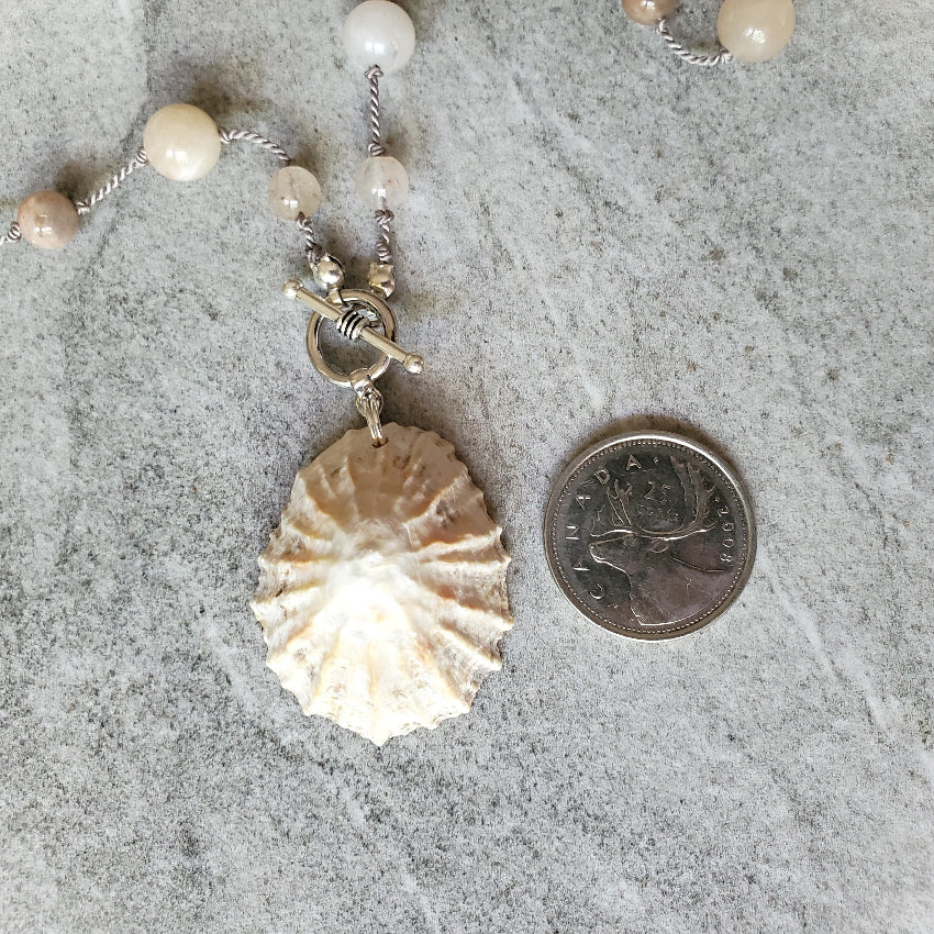 Shell Focal Multi Gemstone Knotted Necklace