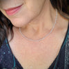 Faceted Rose Quartz knotted necklace on model