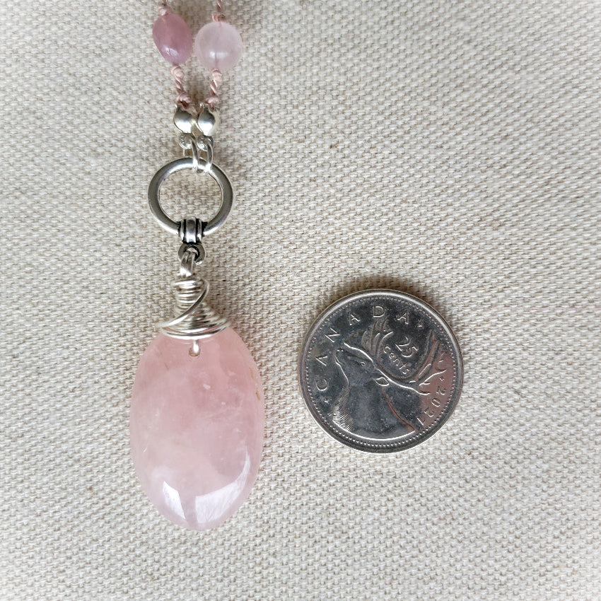 Rose Quartz Multi Gemstone Hand Knotted Necklace