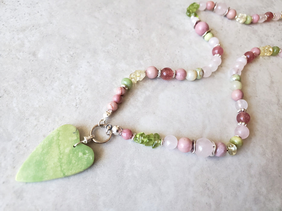 Serpentine heart beaded necklace