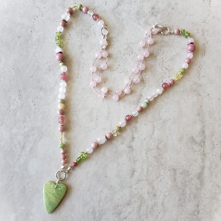 Serpentine heart beaded necklace