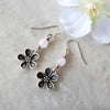 Rose Quartz Flower charm earrings