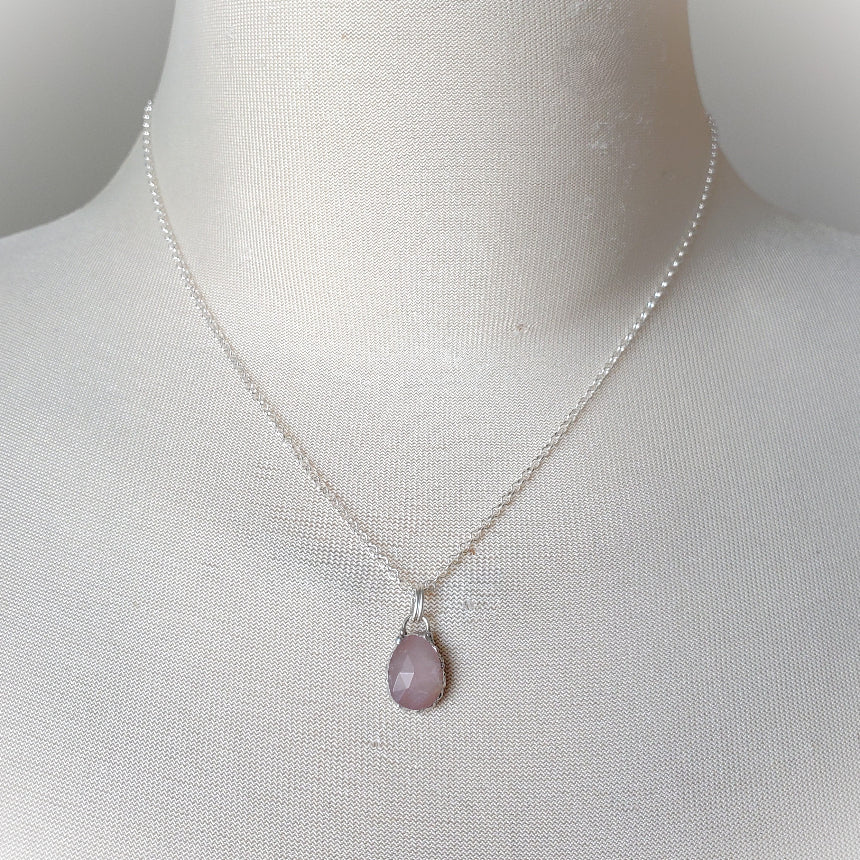 Rose Quartz pendant necklace on bust