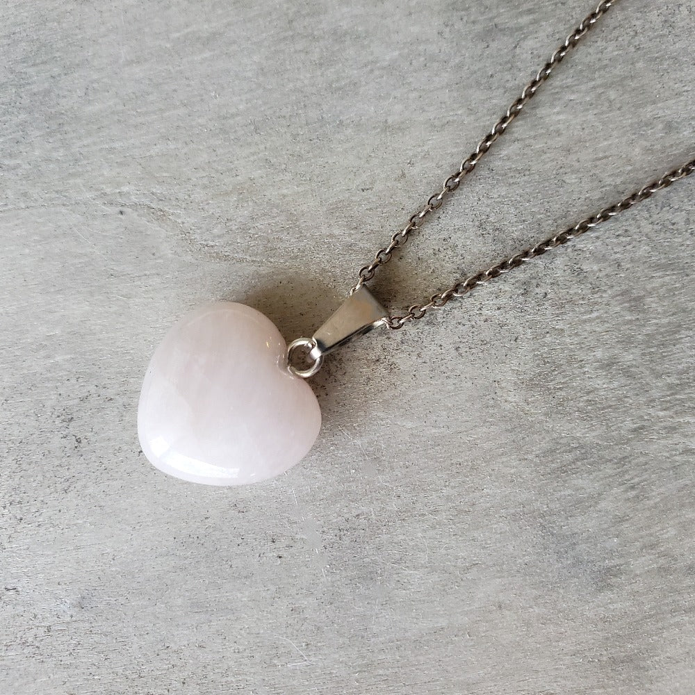 Stainless steel necklace, Rose Quartz pendant and Sun steel outlet