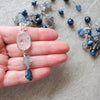 Hand knotted silk necklace with Blue Kyanite and Labradorite 