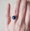Lapis Lazuli silversmith ladies ring on model