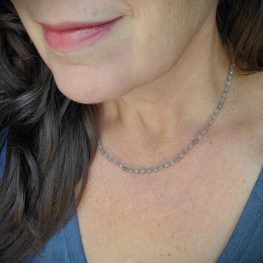 faceted Labradorite knotted necklace