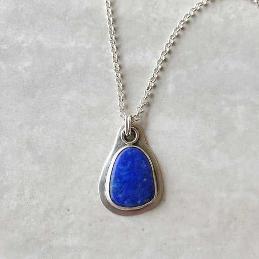 Freeform Lapis Lazuli Metalsmith Necklace
