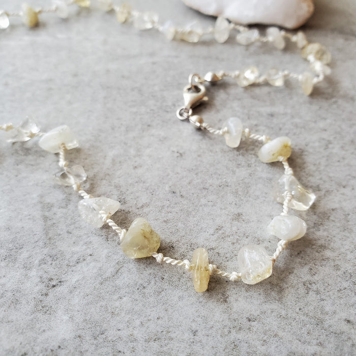 Citrine chip knotted necklace