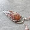 Crazy Lace Agate multi gemstone knotted necklace close up
