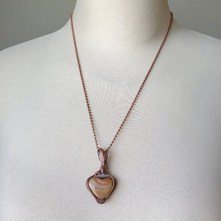 Polychrome Jasper wire wrap pendant necklace on bust