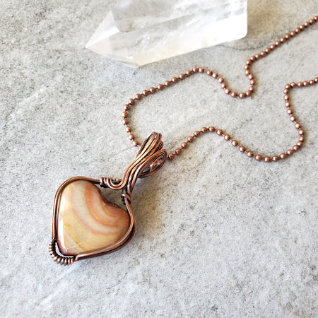 Polychrome Jasper wire wrap pendant necklace