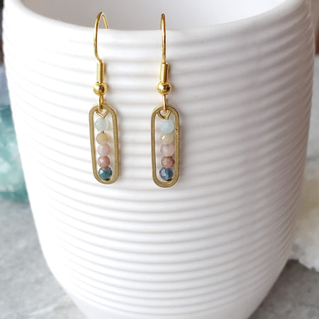 faceted Tourmaline stack earrings hanging