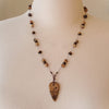 Tigers eye & picture jasper knotted necklace on bust