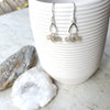 Faceted Grey Moonstone sterling silver dangle earrings hanging