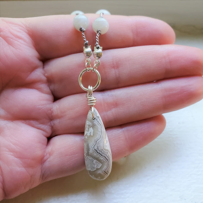 Crazy Lace Agate hand knotted necklace