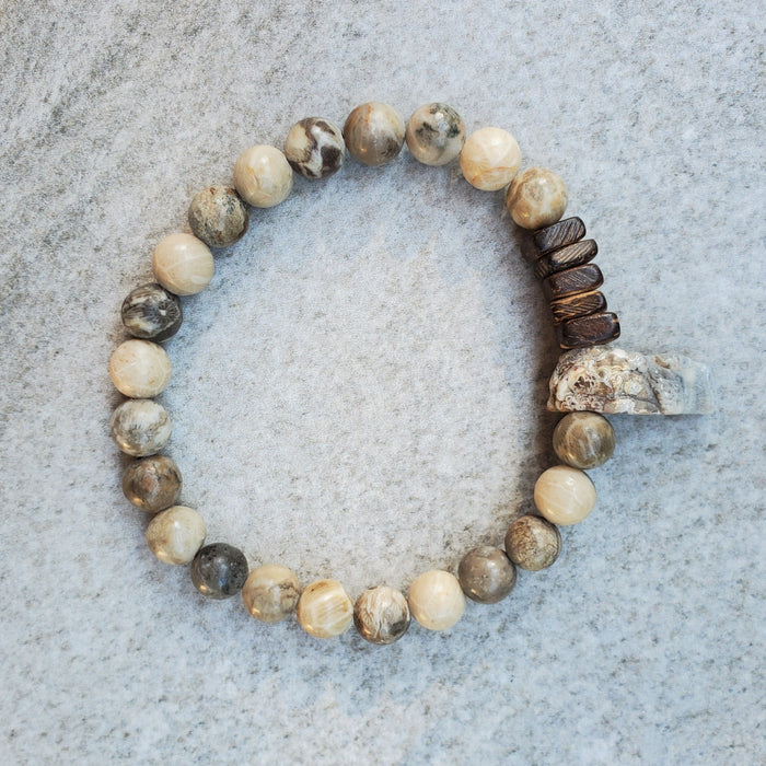 Fossil coral stretch bracelet