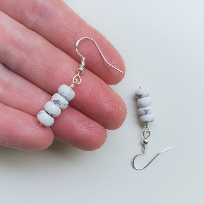 Howlite rondelle stack earrings