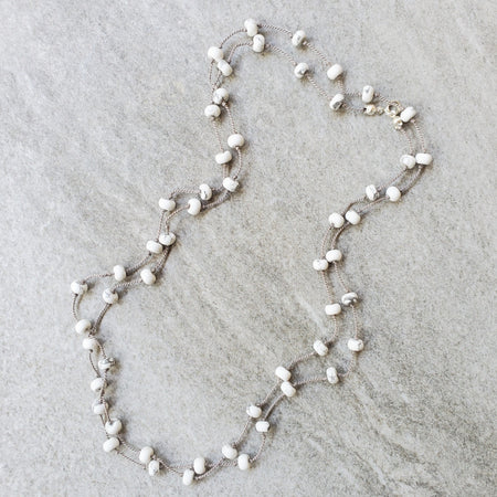 Hand knotted Howlite rondelle necklace
