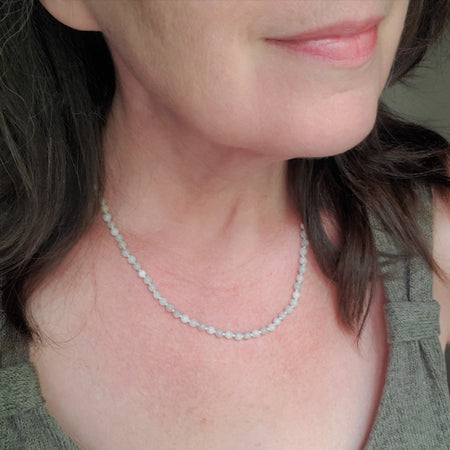 Hand knotted White Crazy Lace Agate necklace