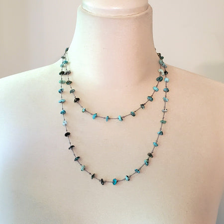 turquoise chip double necklace on bust