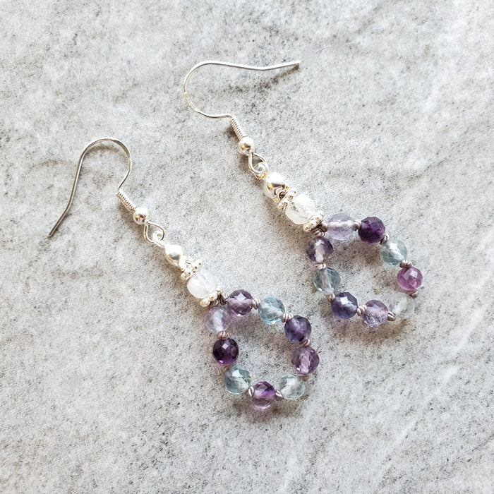 faceted Fluorite gemstone earrings