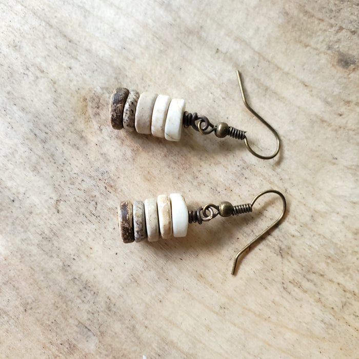 Wild Horse magnesite heishi bead stack earrings