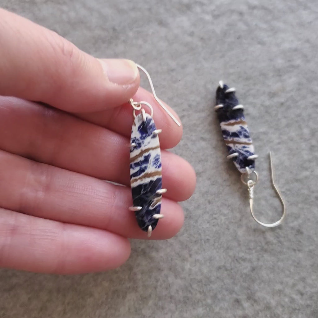 prong set Sodalite marquise earrings